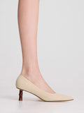 CHARLES & KEITH Bamboo Heel Pointed-Toe Pumps Beige