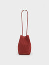 CHARLES & KEITH Genoa Knitted Drawstring Bag Brick