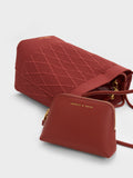 CHARLES & KEITH Genoa Knitted Drawstring Bag Brick