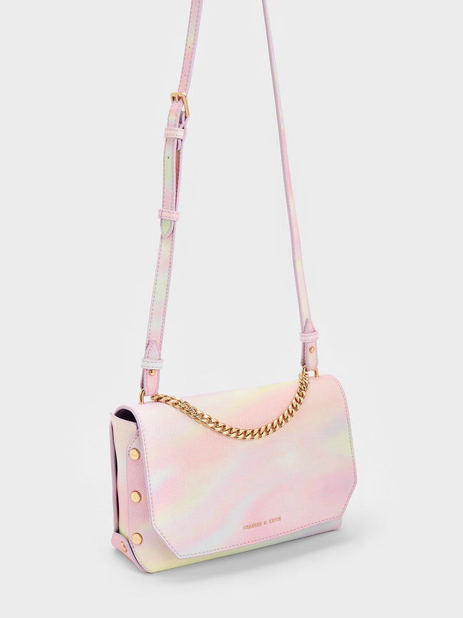 Metallic accent chain strap shoulder online bag