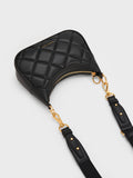 CHARLES & KEITH Mini Alcott Scarf Handle Quilted Bag Black