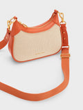 CHARLES & KEITH Mini Alcott Scarf Handle Canvas Bag Orange