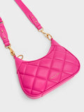 CHARLES & KEITH Mini Alcott Scarf Handle Quilted Bag Fuchsia