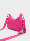 CHARLES & KEITH Mini Alcott Scarf Handle Quilted Bag Fuchsia