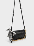 CHARLES & KEITH Arley Scarf Chain-Link Trapeze Bag Black