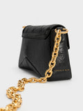 CHARLES & KEITH Arley Scarf Chain-Link Trapeze Bag Black