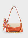 CHARLES & KEITH Arley Canvas Chain-Link Trapeze Bag Orange