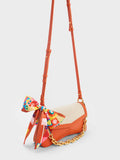 CHARLES & KEITH Arley Canvas Chain-Link Trapeze Bag Orange