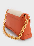 CHARLES & KEITH Arley Canvas Chain-Link Trapeze Bag Orange