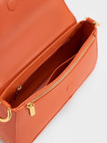 CHARLES & KEITH Arley Canvas Chain-Link Trapeze Bag Orange