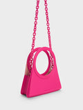 CHARLES & KEITH Camelia Circle Handle Geometric Bag Fuchsia