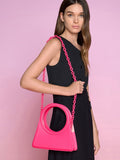 CHARLES & KEITH Camelia Circle Handle Geometric Bag Fuchsia