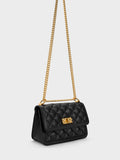 CHARLES & KEITH Micaela Quilted Chain Bag Black