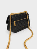 CHARLES & KEITH Micaela Quilted Chain Bag Black