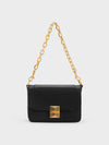 CHARLES & KEITH Kalinda Metallic Accent Boxy Bag Black