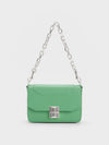 CHARLES & KEITH Kalinda Metallic Accent Boxy Bag Green