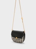 CHARLES & KEITH Quilted Ball Curved Crossbody Bag Black