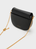 CHARLES & KEITH Quilted Ball Curved Crossbody Bag Black