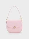 CHARLES & KEITH Quilted Ball Curved Crossbody Bag Pink