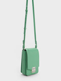 CHARLES & KEITH Kalinda Metallic Accent Phone Pouch Green