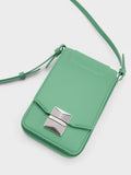 CHARLES & KEITH Kalinda Metallic Accent Phone Pouch Green