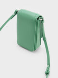 CHARLES & KEITH Kalinda Metallic Accent Phone Pouch Green