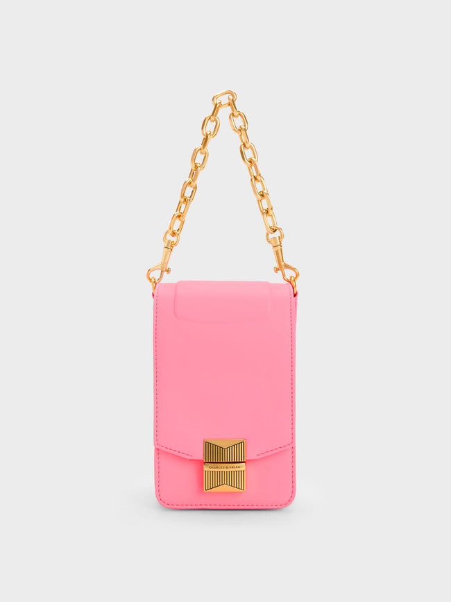 CHARLES & KEITH Kalinda Metallic Accent Phone Pouch Pink