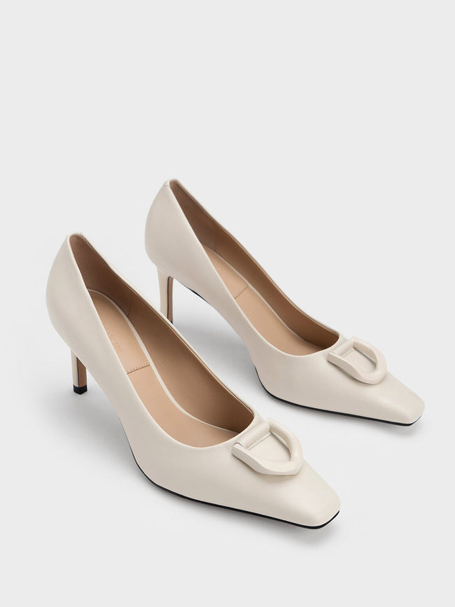 Stiletto Heel Pumps - Chalk