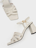 CHARLES & KEITH Interwoven Block Heel Sandals Chalk