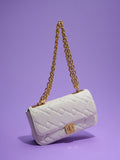 CHARLES & KEITH Tillie Quilted Chain Bag Cream