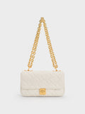 CHARLES & KEITH Tillie Quilted Chain Bag Cream