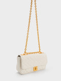 CHARLES & KEITH Tillie Quilted Chain Bag Cream