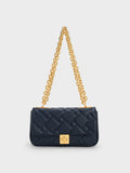 CHARLES & KEITH Tillie Quilted Chain Bag Navy