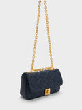 CHARLES & KEITH Tillie Quilted Chain Bag Navy