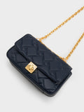 CHARLES & KEITH Tillie Quilted Chain Bag Navy