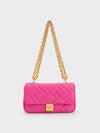 CHARLES & KEITH Tillie Quilted Chain Bag Fuchsia