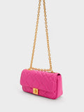 CHARLES & KEITH Tillie Quilted Chain Bag Fuchsia