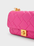 CHARLES & KEITH Tillie Quilted Chain Bag Fuchsia