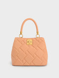 CHARLES & KEITH Tillie Quilted Top Handle Bag Orange