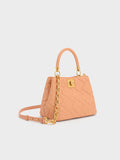 CHARLES & KEITH Tillie Quilted Top Handle Bag Orange