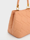 CHARLES & KEITH Tillie Quilted Top Handle Bag Orange