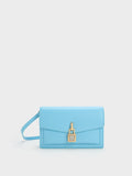 CHARLES & KEITH Padlock Envelope Crossbody Bag Light Blue