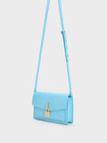 CHARLES & KEITH Padlock Envelope Crossbody Bag Light Blue