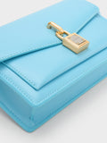 CHARLES & KEITH Padlock Envelope Crossbody Bag Light Blue