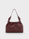 CHARLES & KEITH Large Ally Ruched Slouchy Bag Burgundy