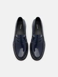 PEDRO Leather Penny Loafers - Navy