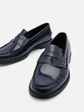 PEDRO Leather Penny Loafers - Navy