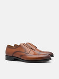 PEDRO Leather Brogue Derby Shoes - Cognac