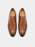 PEDRO Leather Brogue Derby Shoes - Cognac