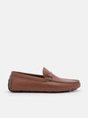 PEDRO Men Leather Horsebit Moccasins - Brown